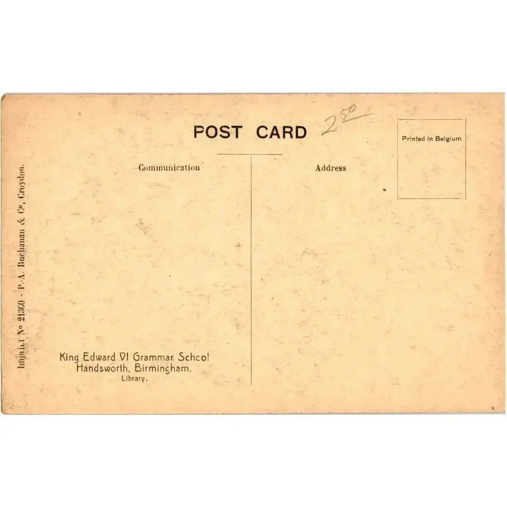 King Edward VI Grammar School Handsworth Birmingham Library Postcard - Picture 2 of 2